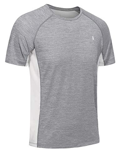 Little Donkey Andy Men's Quick Dry Running Workout T-Shirt, UV Protection Short Sleeve Athletic Tee Gray XXL