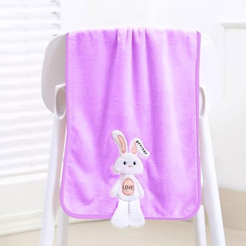 Image of MAXOSHINE Microfiber Kids Bath Towels Quick Dry Super Absorbent Super Soft Bath Towel for Babies Toddler-Baby Towel for Boys and Girls (1, Purple)