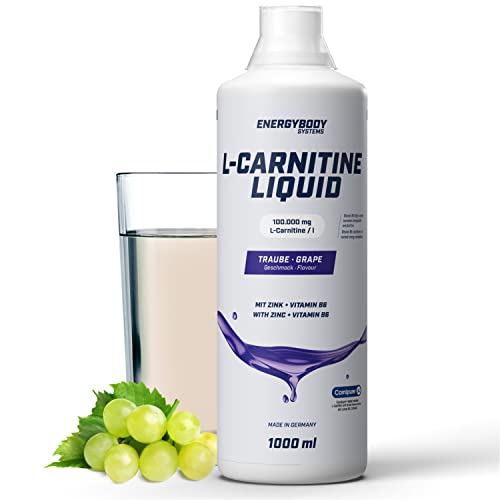 Energybody L-Carnitine Liquid mit Zink, hochdosiert 100.000 mg/Liter, flüssig, mit Dosierbecher, Carnipure Qualität, 1000 ml, Traube Geschmack Cover
