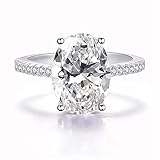 925 Sterling Silver Ring Oval Perfect Cut 3Ct Cubic Zirconia Rings CZ Eternity Engagement Wedding Band Ring for Women (US Code 6)