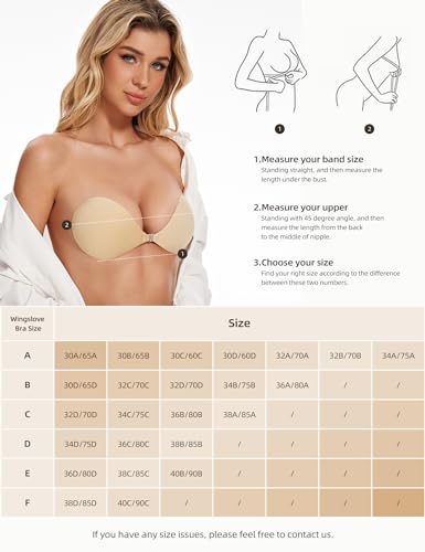 Image of Wingslove Adhesive Bra Reusable Strapless Self Silicone Push-up Invisible Sticky Bras for Backless Dress