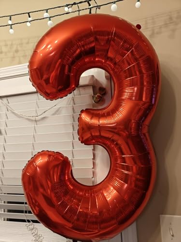 Image of 1 Balloon Numbers Birthday Decorations, 40In Red Balloons for Men Women | Eye-catching Appearance, Perfect Decorative Centerpieces, Convenient Self-sealing Structure, Widely for Various Occasions