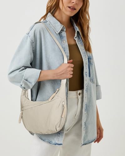 Image of Lushandy Nylon Crescent Crossbody Bags for Women, Medium Slouchy Hobo Crossbody Bag Checkered Purse Luna Bag for Travel