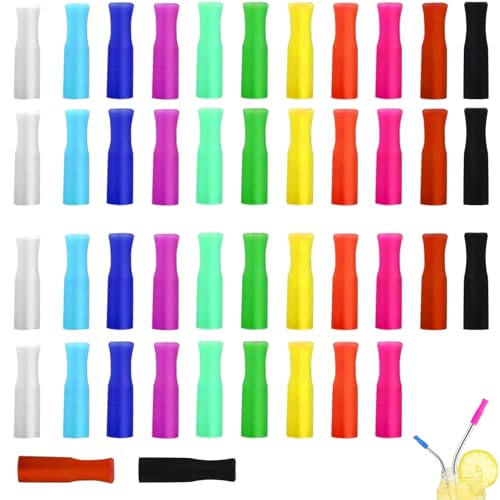 44PCS Silicone Straw Tips, Multicolor - Eco-Friendly Reusable Covers for Metal & Glass Straws, Comfortable Lip Protection, Easy Identification