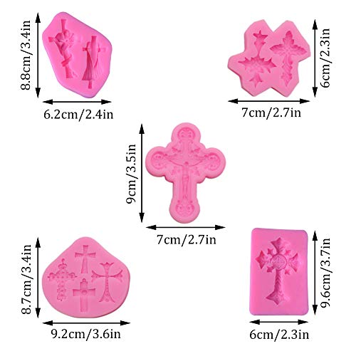 Silikon-Kreuzformen Kreuzform Kuchen Fondant Form, 5 Stück Cross Silikon Fondantform, Schokolade SüÃigkeiten Form, für SüÃigkeiten, Schokolade, Fondant, DIY Kuchendekoration – Bild 3