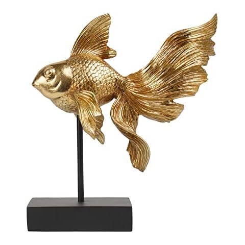 Guichifun Collectible Figurine Goldfish Statue Decor - Sculpture Decoration Luckly Wealth Resin Animal Figurine Home Office Shelf Decor Christmas Birthday Gifts for Men&Women 10.25 X 5 X 11 inch Cover