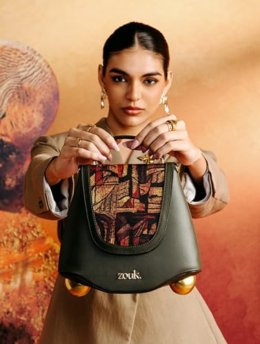 Image of ZOUK Women's Svara Sling Bag | Vegan Leather Bag | Crossbody + Top Handle with Adjustable Strap | Evening & Festive