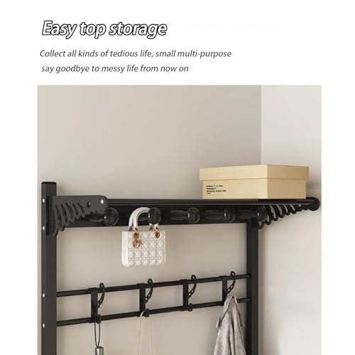 Porte-manteau d'entrée avec banc pour ranger petits espaces - 3