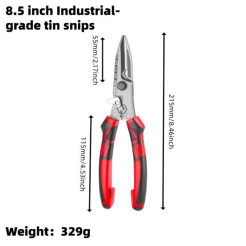 Image of Multi-Purpose Heavy-Duty Aviation Pliers, High Hardness Durability for Cutting Iron Plates & Colored Steel Roofing Tiles Metalworking Tools, Cutting Wire Stripping Pliers, Precision Reinforced Snips