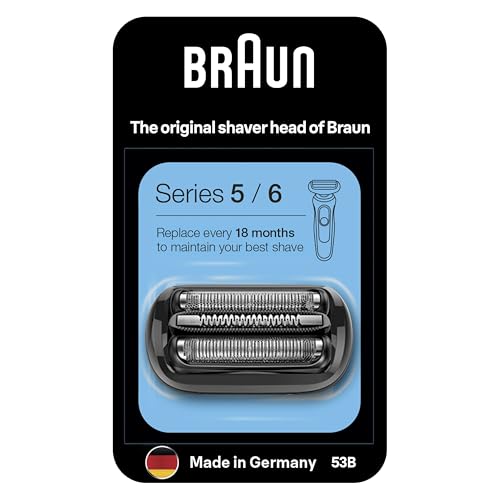 Braun Tête De Rasoir Electrique A Barbe Homme Series 5 53B ORIGINALE Noire, Remplacement De La Grille Pour Un Rasage De Près Performant, Pièce De Rechange...