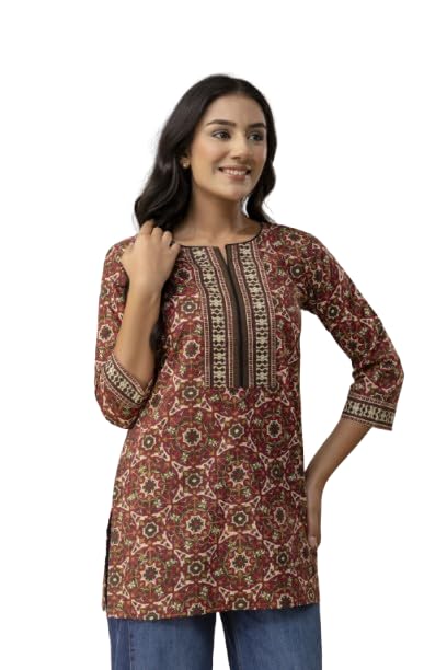 Da Vastraagaar Women's Rayon Floral Print Regular Wear Top Printed Western Tops Short Kurti ? Comfortable Everyday Wear & 3/4 Sleeves-picture-43