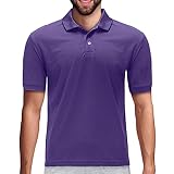 Premium Wear Men's Polo T-Shirts, High Moisture Wicking Dry Fit Performance Athletic Short-Sleeved Polo T-Shirts with Collar for Golf, Tennis, Work, Daily, Casual Purple