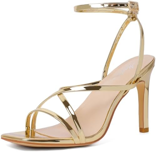 Mostrin Strappy Heels for Women Square Open Toe Lace Up Heeled Sa...