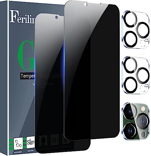 Image of Ferilinso Privacy Screen Protector for iPhone 13 Pro, Tempered Glass
