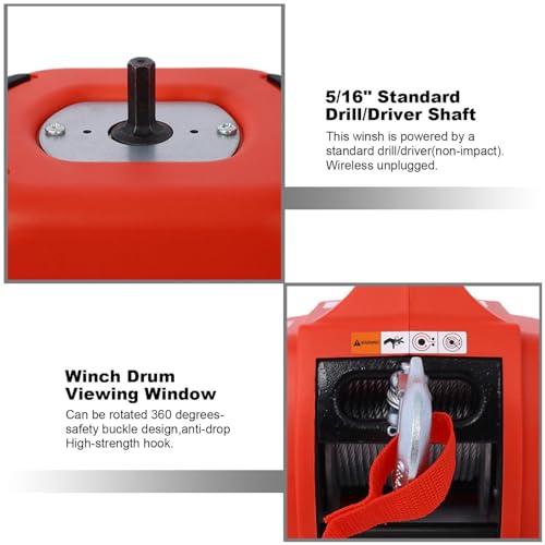 Winch portátil con capacidad de 750 lbs, cable de acero miniatura 4