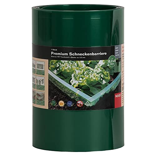 NOOR Schneckenbarriere mit Doppelfalz - Schneckenzaun 20 cm x 8 m - Schneckenkante zur biologischen Schneckenabwehr im Garten ohne Chemie - Kunststoff Grün zuschneidbar
