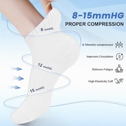 Image of DHSO 7 Pairs Cushioned Ankle Compression Socks for Women Running Wicking Socks with Arch Support