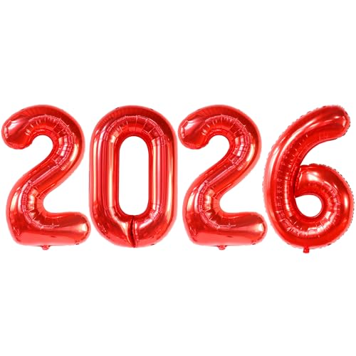Image of Red Graduation Decorations 2026 | Giant, 42 Inch, Foil 2026 Graduation Balloons Class of 2026 Decorations | Red 2026 Balloons Number, Graduation Party Decorations | Prom Decorations 2026, Katchon