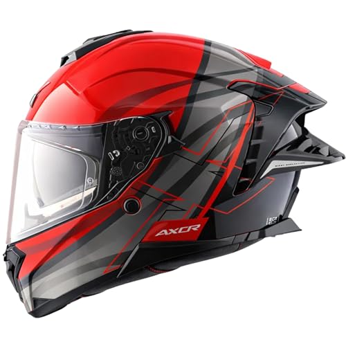 Image of Brutale Surges Dual Spoiler Helmet - Aerodynamic Full Face Design | Triple Certified (ISI, DOT, ECE) | Premium Safety & Comfort- Red Grey, Size:S