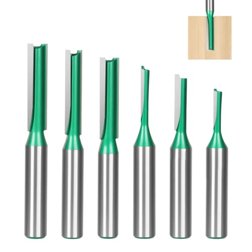 SUPRBIRD Ensemble de fraises à rainurer droites à tige de 8 mm, 6 pièces, pour le travail du bois, lames de coupe pour fraises, Ø 3/4/5/6/7/8 mm, carbure,...
