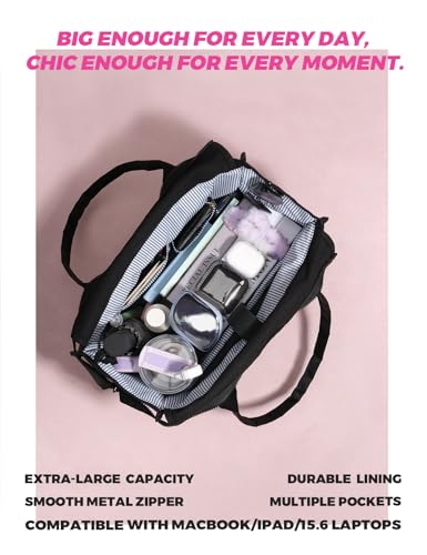 Utility Canvas Tote Bag with Compartments.Durable Laptop Bag with Zipper closure,Beach,everyday bag3