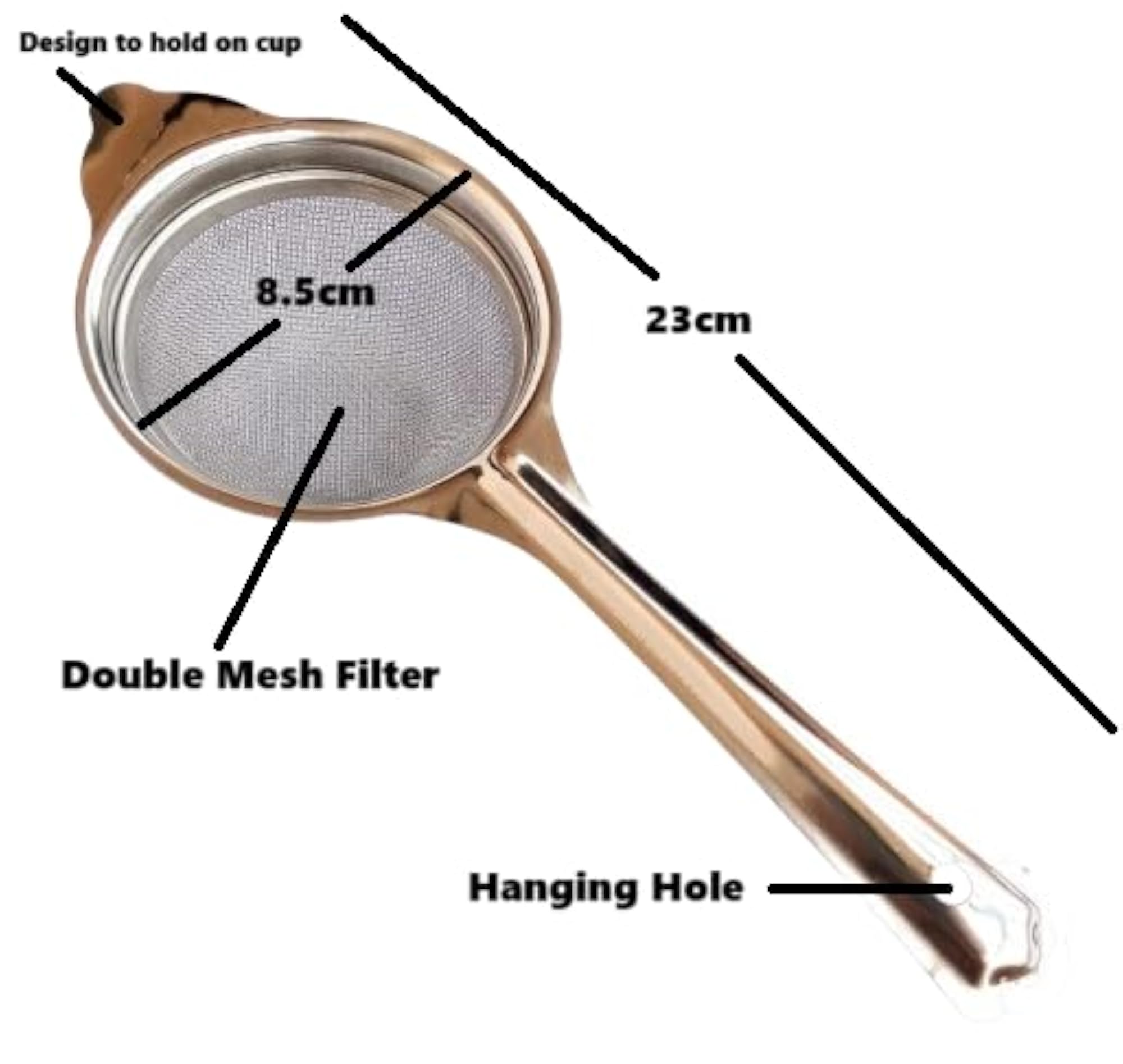 Double Mesh Stainless Steel Tea Strainer, Pack of 2