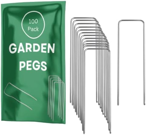 Garden Ground Pegs Metal U Pins (6 / 15cm) Galvanised Steel Weed Fabric Staples for Securing Garden Netting, Artificial Grass, Outdoor Matting and Weed Membrane (50 Pack)