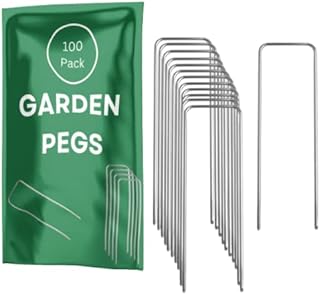 Garden Ground Pegs Metal U Pins (6 / 15cm) Galvanised Steel Weed Fabric Staples for Securing Garden Netting, Artificial Grass, Outdoor Matting and Weed Membrane (50 Pack)
