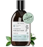Vis Plantis Shampooing pour Cheveux Gras, Zinc &amp; Menthe - 500 ml Shampooing Végétalien pour Cheveux Gras, Cuir Chevel...