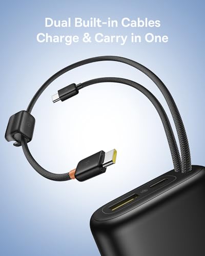 Image of Baseus Mini Power Bank Fast Charging 67W, 10000mAh Small Portable Phone Charger Built-in Dual USB C Braided Cable, Travel Essential Battery Pack for iPhone 17 /16 /15, iPad, Samsung Galaxy S25 /S24 etc.