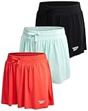 Reebok Sport-Shorts für Mädchen, 3er-Pack, leicht, Schmetterlings-Shorts mit Innenfutter, aktive Performance, fließende Shorts für Mädchen, Hot Coral/Schwarz/Aqua, 24.5 EU