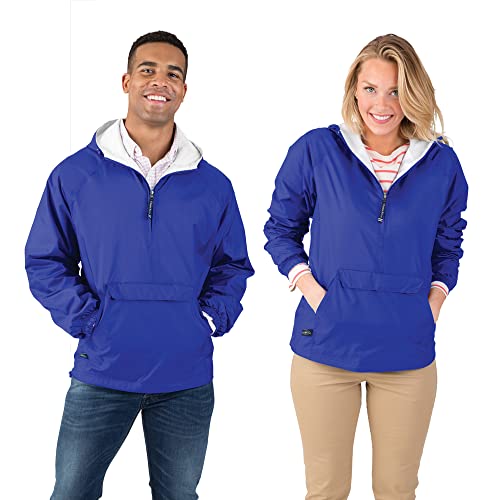 Image of Charles River Apparel Unisex Classic Solid Pullover, Water-Resistant Windbreaker with Flannel Lining