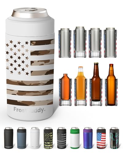 Image of Frost Buddy Universal Can Cooler - Fits all - Stainless Steel Can Cooler for 12 oz & 16 oz Regular or Slim Cans & Bottles - Stainless Steel (Rogue)