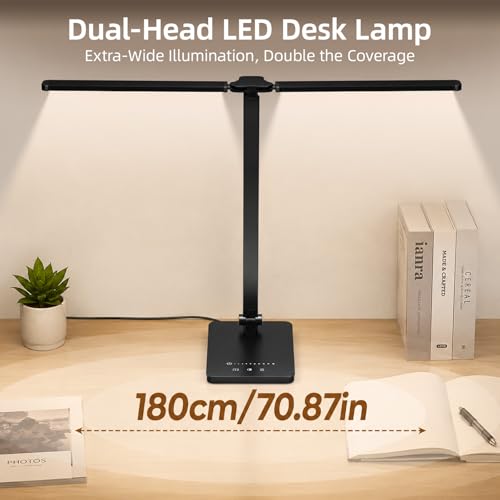 Lampe bureau LED double tête tactile au design architecte épuré - 3