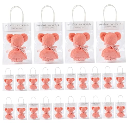 Serviettes Ours Pliées en Velours Corail Doux pour Baby Shower