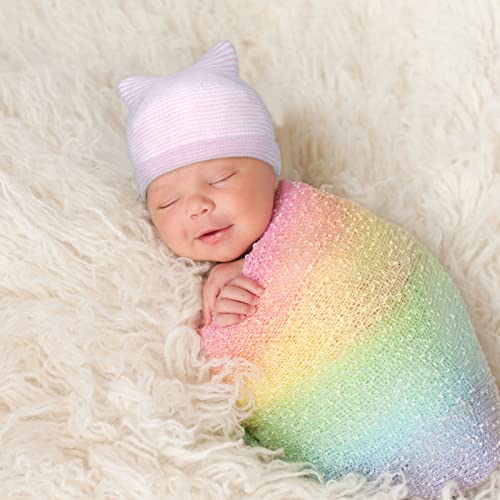 Hicdaw 6Pcs Newborn Hospital Hat Baby Girl Hat Baby Boy Hats Caps Turban Newborn Beanie Stripes Hat Toddler Soft Hat Baby Hats 0-6 Months #TOP4