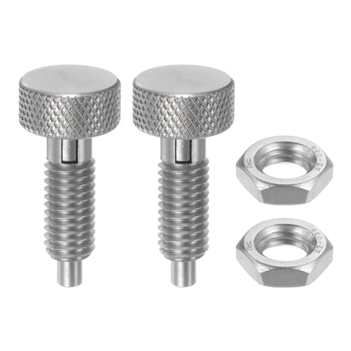HARFINGTON 2Pcs M8x1.25 Spring Plunger with Knurled Handle, 4mm Dia. Stainless Steel Non-Locking Retractable Index Pin for Industrial Equipment