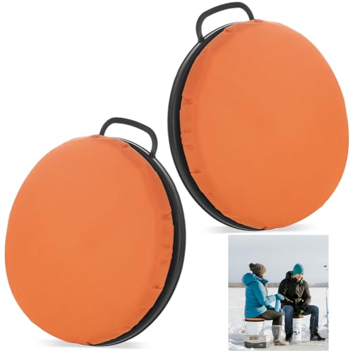 ACXFOND 2 Pcs 5 Gallon Bucket Seats Bucket Lid, 360 Degree Swivel 2 Inch Thick Orange Bucket Seat Cushion for Dove Duck Hunting Fishing Baseball Gardening and Camping