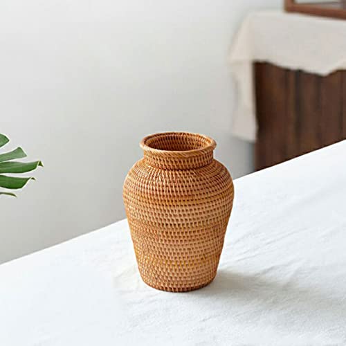 Happyyami Rattan Woven Vase Country Rustic Style Handmade Woven Plant Flower Vase Basket Flower Bud Container For Farmhouse Floral Arrangements House Decor #TOP5