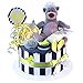 MomsStory - Torta di pannolini per bambini, orsetto Baloo Disney, idea regalo per nascita, battesimo, baby shower, 1 pezzo (blu/grigio) con bavaglino di peluche, ciuccio e altro