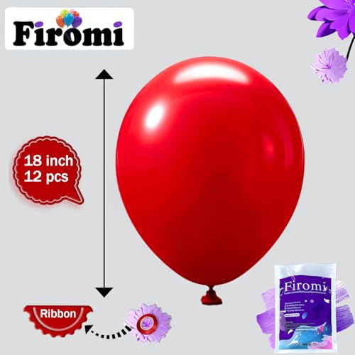 Image of Firomi Red Balloons 18-inch 12 Pack Large Thicken (with 1 Ribbon)