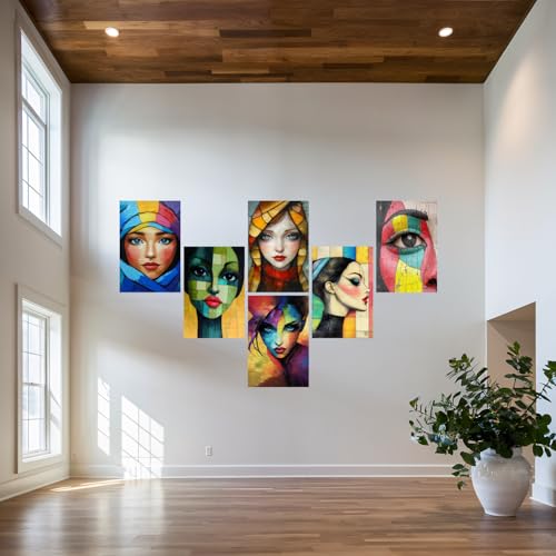 Image of SiddArtify Abstract Portrait Wall Art Prints Set - Modern Woman Poster Decor for Living Room Bedroom Office - 8x12 Sticker Pack of 6