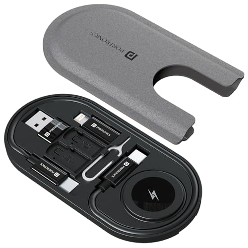 Image of Portronics Snapcase 6 60W Multifunctional Fast Charging Data Cable Kit with Wireless Watch Charging Slot, Conversion Set USB A & Type C to Type C /Lightning, Data Transfer, Sim Storage, Sim Eject Pin