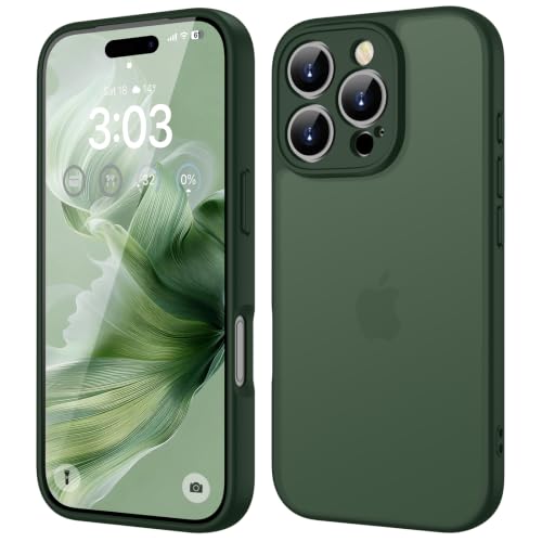 ORDA für iPhone 16 Pro Max Hülle 6 9 Zoll Vollständiger Kameraschutz Stoßfest Kratzfest Transluzente Rückseite Schutzhülle Anti-Fingerabdruck Matt Handyhülle für iPhone 16 Pro Max Grün