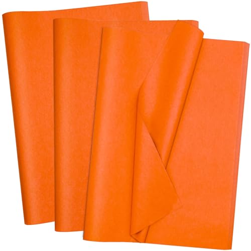 Jkopsnr 100 Sheets Orange Tissue Paper 20x14 Inches Tissue Paper for Gift Bags Wrapping Tissue Paper Bulk for DIY Crafts Birthday Baby Shower Festival Holidays Decorative
