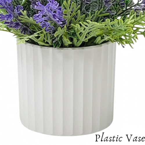 Image of CURATED CART Artificial Lavender Plant in White Pot - Faux Purple Lavender Flowers for Home Decor - Small Fake Plants for Bathroom, Bedroom, Kitchen, Office, Farmhouse - Potted Indoor Decor