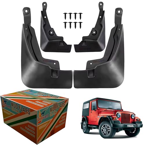 Car Mud Flap for Thar 2021 Heavy Duty Splash Mud Guards OEM Type Set of 4 Black