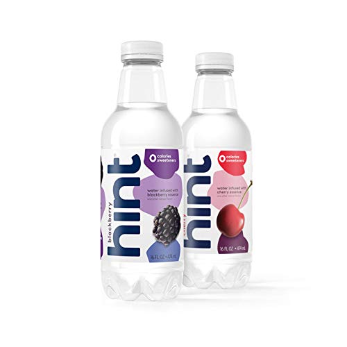 16 oz Hint Water Blackberry & Cherry Bundle (24 Pack) - 12 Pack Pure Water Infused with Blackberry and 12 Pack Pure Water Infused with Cherry, 16 Fl Oz (Pack of 24)