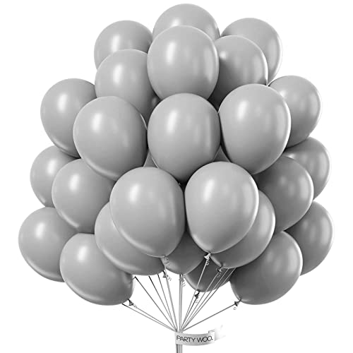 PartyWoo Ballons Gris, 100 Pièces Ballons en Latex de 10 Pouces, Ballons Mats, Ballons pour Décorations d'Anniversaire, Décorations de Baby Shower, Décorations de Mariage, Décorations de Baptême