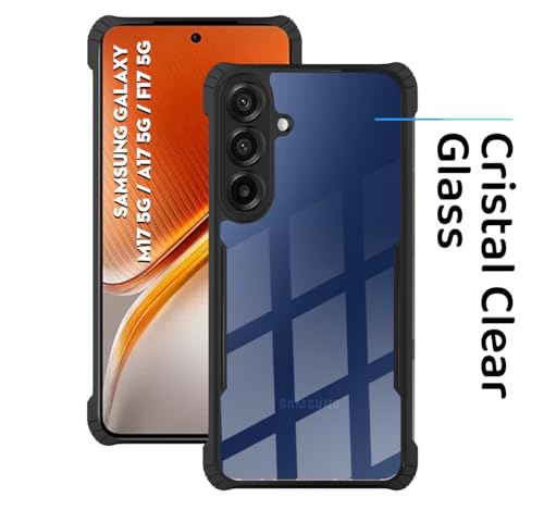 Image of Polycarbonate Crystal Clear Back Cover Case for Samsung Galaxy A17 5G | 360 Degree Protection | Shock Proof Design | Transparent Back Cover for Samsung Galaxy A17 5G - Black Bumper